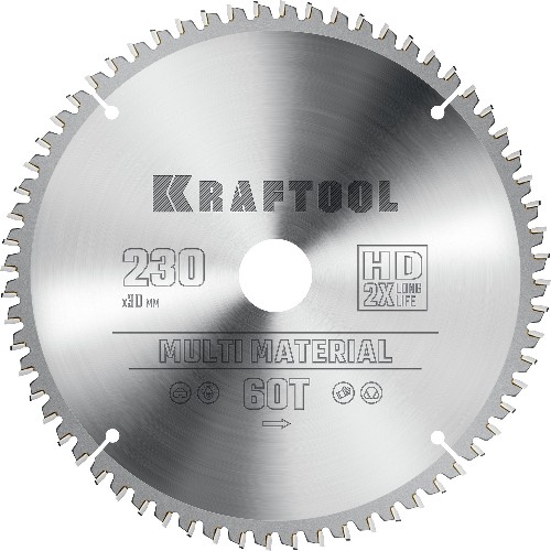 KRAFTOOL Multi Material, 230 х 30 мм, 64Т, пильный диск по алюминию (36953-230-30)