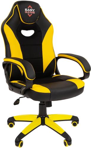 Кресло VT_EChair Easy Game-690 TPU кожзам черный/желтый пластик