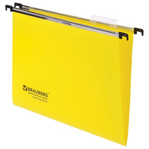 Подвесные папки А4  А4 (350х245 мм), до 80 листов, КОМПЛЕКТ 5 шт., пластик, желтые, BRAUBERG (Италия)