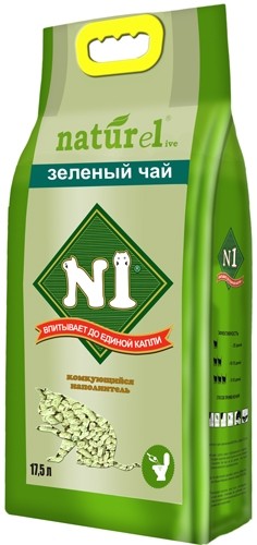 #(С)№1 Naturel зеленый чай Наполнитель древесный комкующийся 17,5л 10%