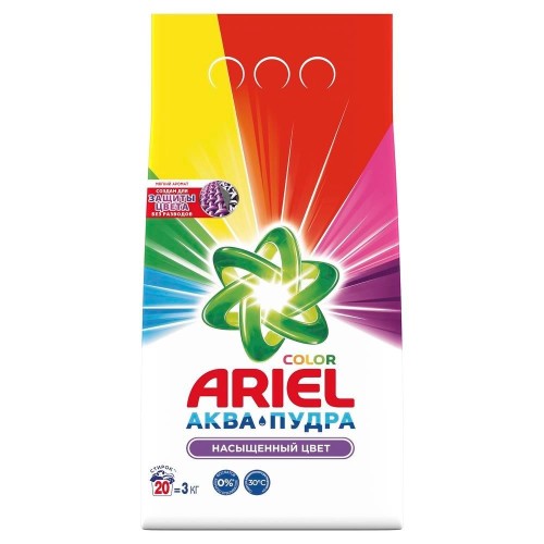 Порошок стиральный Ariel Аква Пудра Color автомат 3кг д/цветного белья