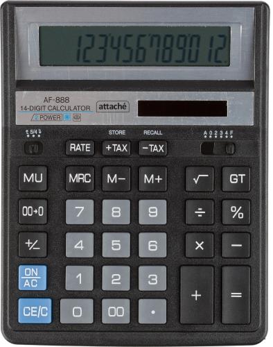 Калькулятор настольный ПОЛН/Р Attache AF-888,14р,дв.пит,204x158мм,черный