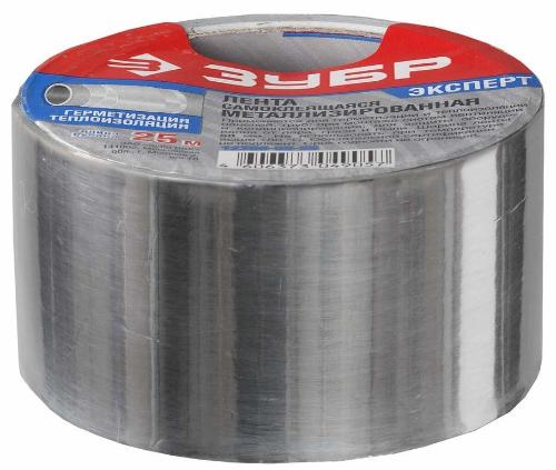 Металлизированная лента 50ммх25м до 80грС, клейкая, 50мкм, ЗУБР 12260-50-25