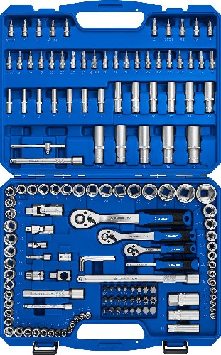 ЗУБР А-150, 150 предм., (1/2"+ 3/8"+ 1/4"), универсальный набор инструмента, Профессионал (27637-H150)