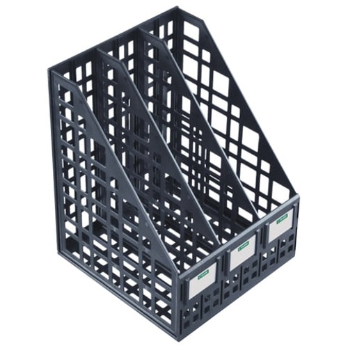 Лоток для бумаг вертикальный СТАММ (245х240х300 мм), 3 отделения, сетчатый, сборный, черный, ЛТ81
