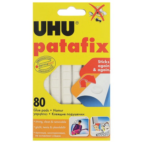 Клеевые подушечки UHU Patafix, 80 шт., бесследное удаление, многоразовые, белые, 39125