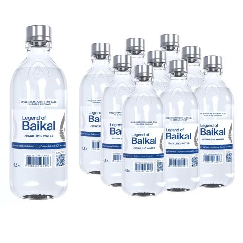 Вода питьевая LEGEND of BAIKAL газ., 0,5л стекло, 9шт/уп