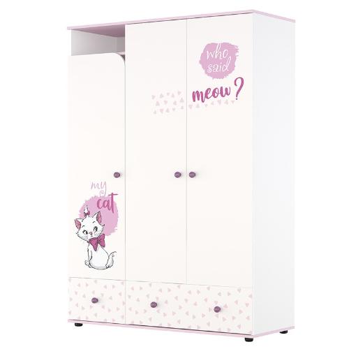 Детский шкаф трехсекционный Polini kids Disney baby &quot;Кошка Мари&quot;, белый-розовый