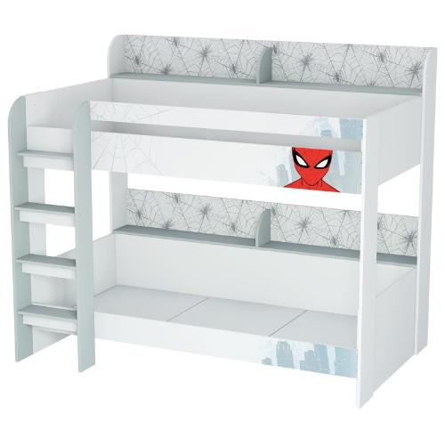 Кровать двухъярусная Polini kids Marvel  5005 Человек паук, белый