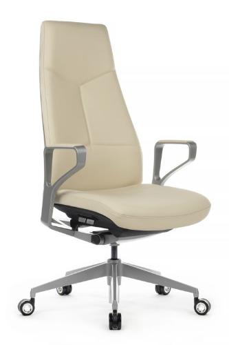 Кресло Riva Design Zen-01E Бежевая кожа/Серебристый металл