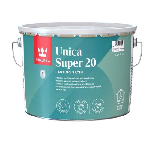 Tikkurila Unica Super 20 яхтный лак полуматовый, бесцветный, 9 л