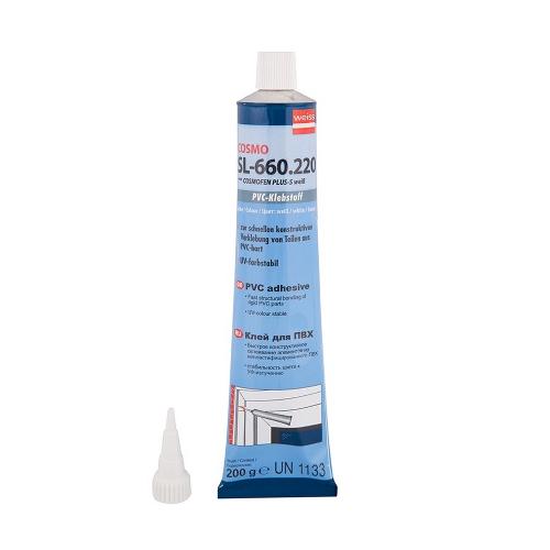 Клей для ПВХ Cosmofen Plus, белый, жидкий пластик, 200г