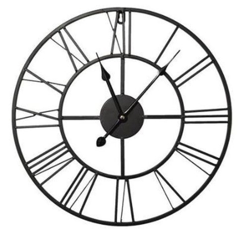 Часы настенные металл Black Metal Clock 40x40 арт.79806