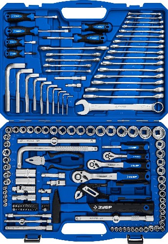 ЗУБР Универсал-142, 142 предм., (1/2"+ 3/8"+ 1/4"), универсальный набор инструмента, Профессионал (27670-H142)