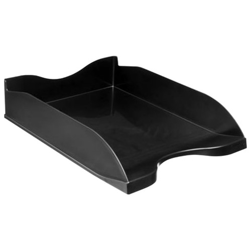 Лоток для бумаг горизонтальный СТАММ "Люкс", А4 (340х255х65 мм), полипропилен, черный, ОФ888