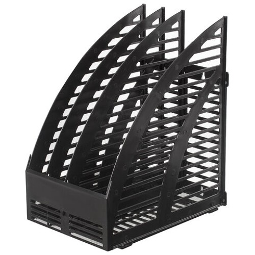 Лоток для бумаг вертикальный STAFF, 242х160х285 мм, 3 отделения, сетчатый, сборный, черный