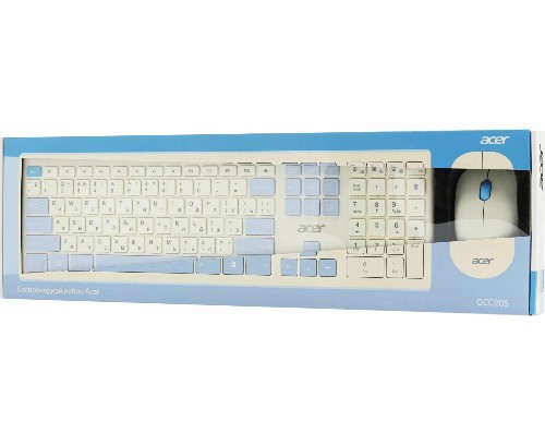 Беспроводной комплект клавиатура+мышь Acer OCC205, USB, беспроводной, белый [zl.accee.00c]