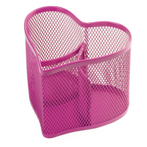 Подставка-органайзер без наполнения BRAUBERG &quot;Germanium&quot;, металлическая, в виде сердца, 3 секции, розовая