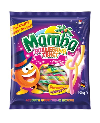 Конфеты жевательные Mamba Волшебный твист, 150г