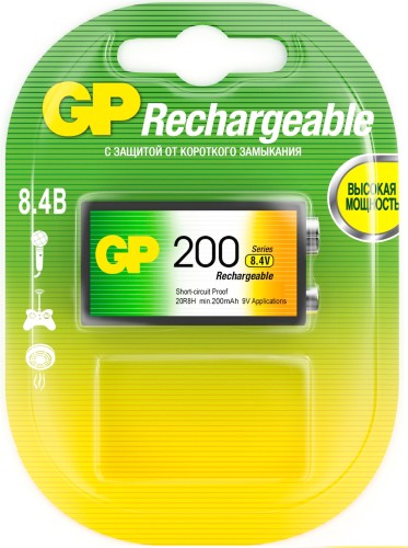 Аккумулятор GP 200mAh Крона 8,4V NiMh бл/1шт