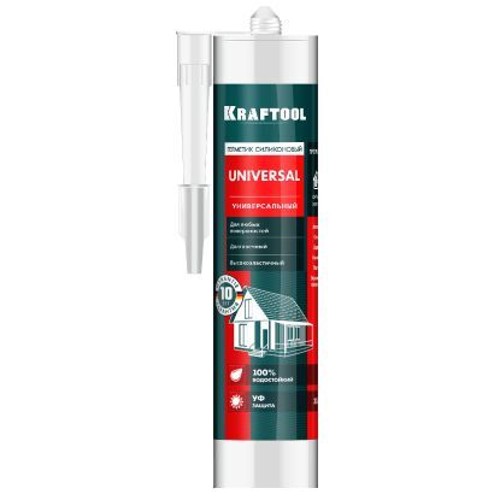 Герметик силиконовый прозрачный, универсальный 300мл, KRAFTOOL 41253-2