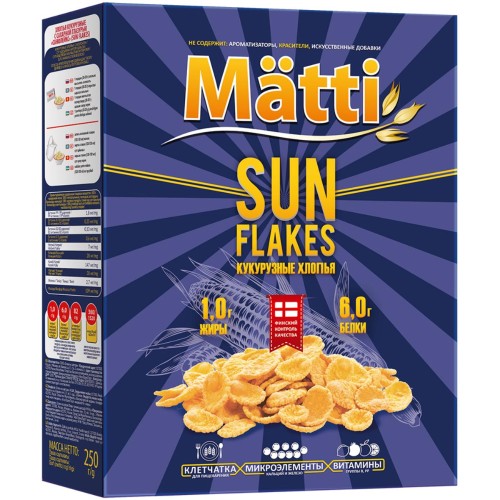 Хлопья Matti Sun Flakes кукурузные, 250г